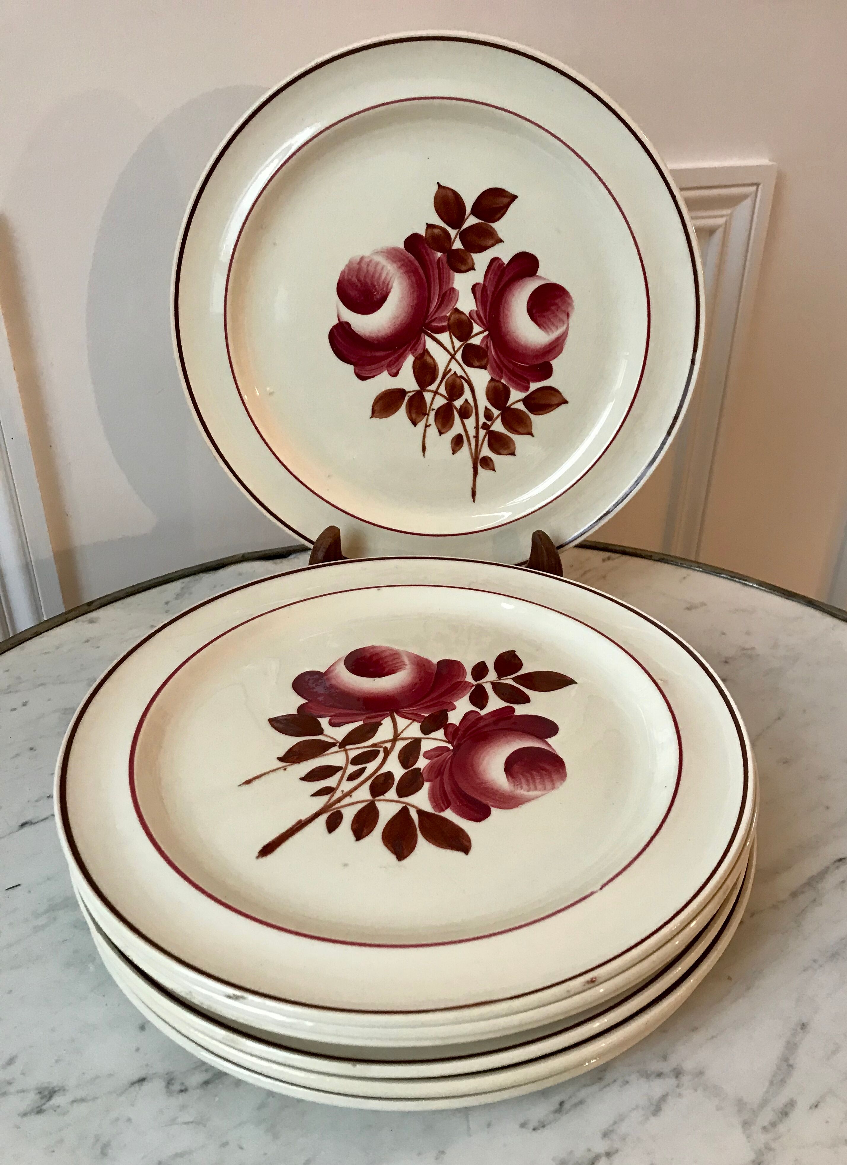 set of 8 flat plates Moulin des Loups model "Roubaix" 40s