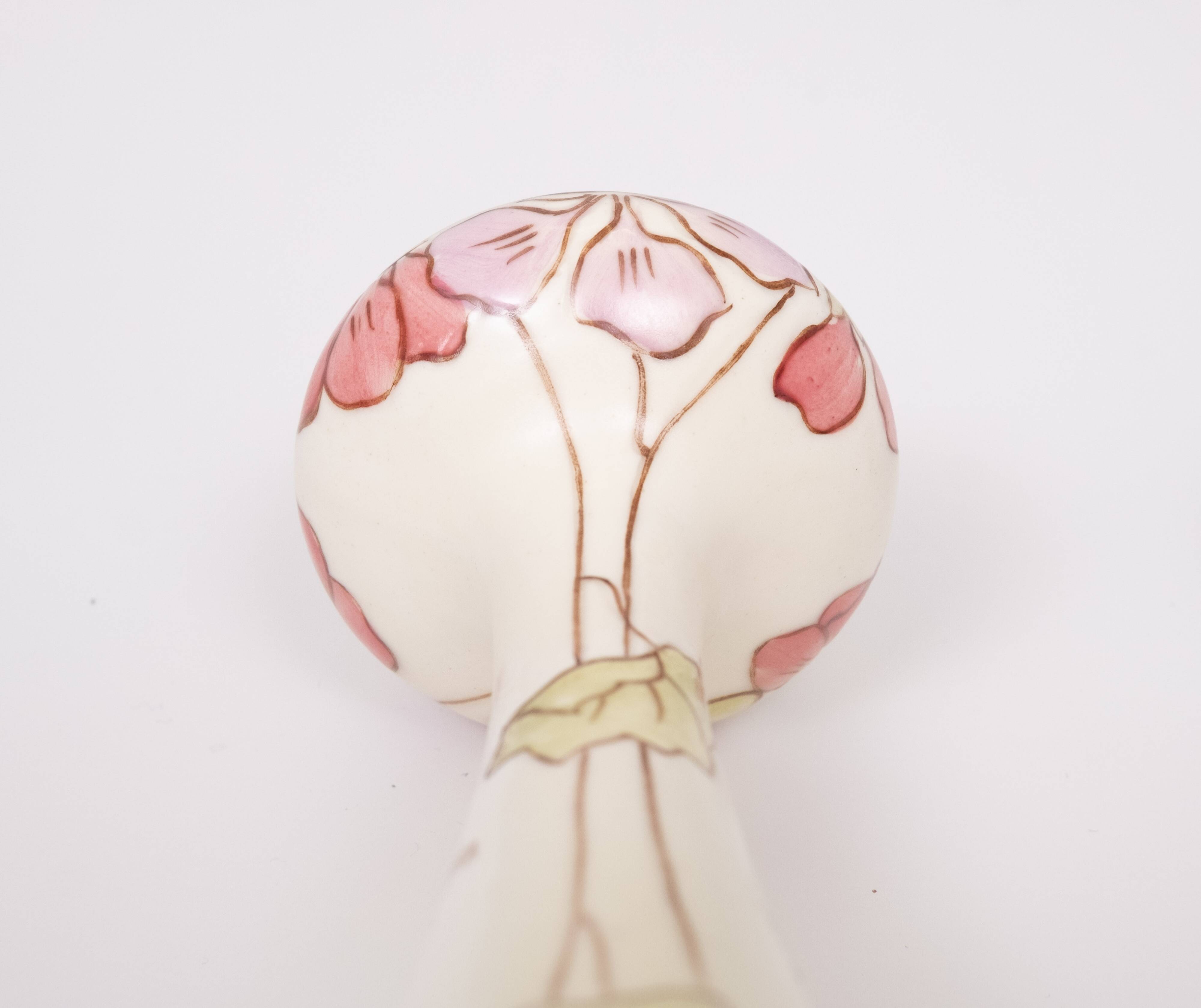 Art Nouveau Vases by Royal Dux, Pastel Floral Design, 1930s, Pair