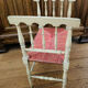 Banquette époque fin XIXe assise en paille colorée structure rechampie