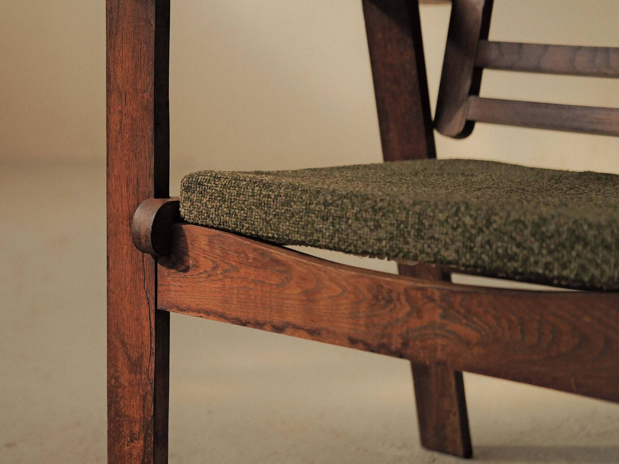 Pair of modernist armchairs in oak, Reconstruction, circa 1940