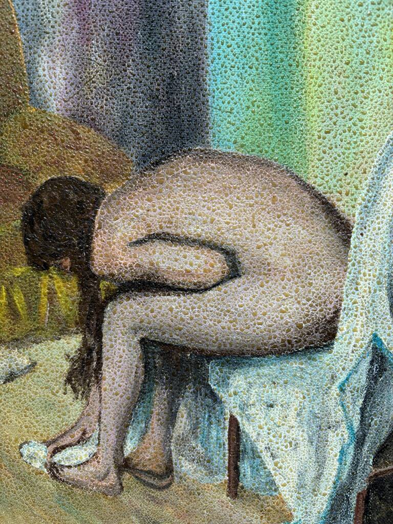 Painting "Nude influenced by Degas" 1960 France signed Jacques Galey