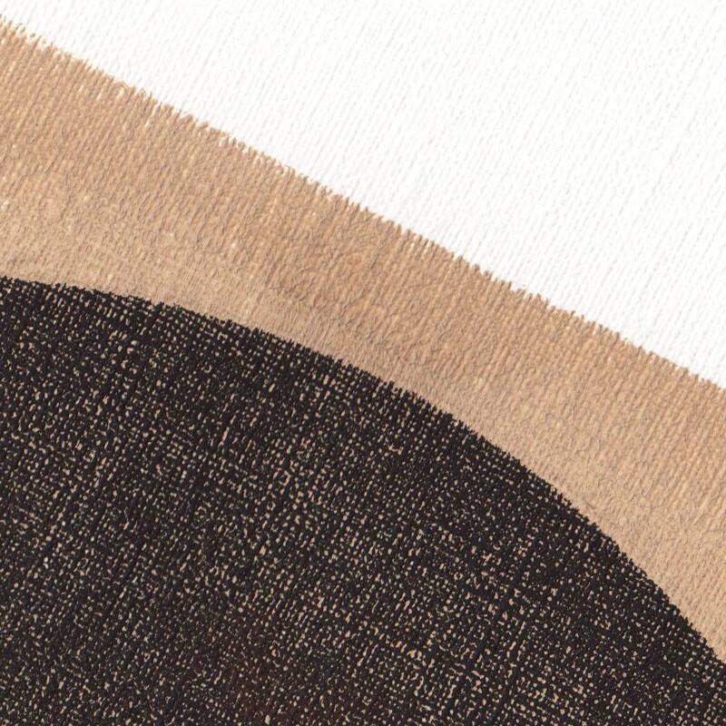 Abstract painting on framed paper signed Eawy in brown and black.