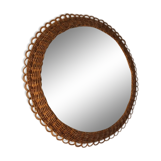 Vintage 50cm wicker sun mirror