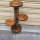 Turned wooden gueridon side table, solid turned, Charles Dudouyt style, 1960.