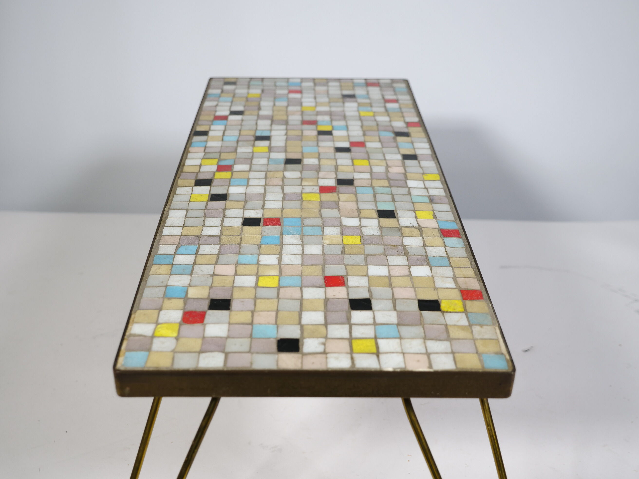 Mid Century Mosaic Plant Stand with orgin Hairpin Legs, 1950s