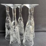Champagne flutes, cut crystal, bohemian