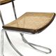 Ensemble de 4 chaises vintage à accoudoirs en chrome, bois et paille de Vienne, années 1970.