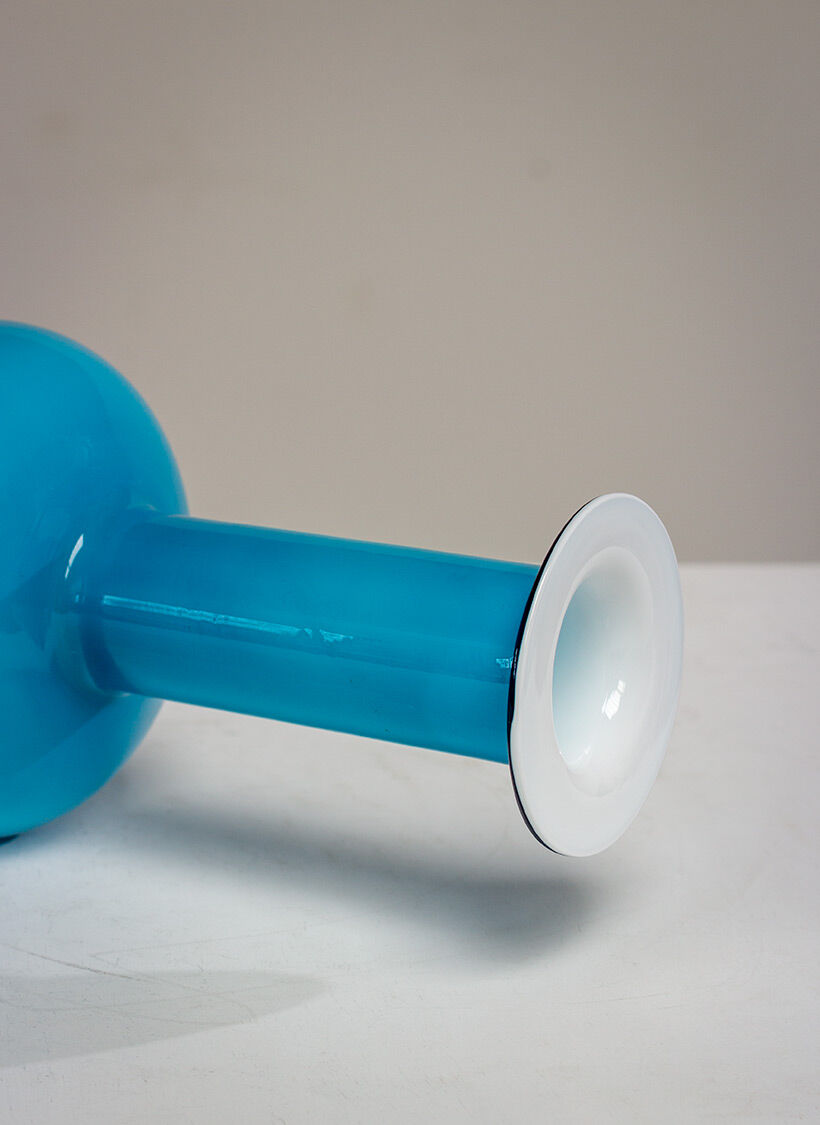 Large blue Gulvvas Otto Brauer for Kastrup Holmegaard 1970