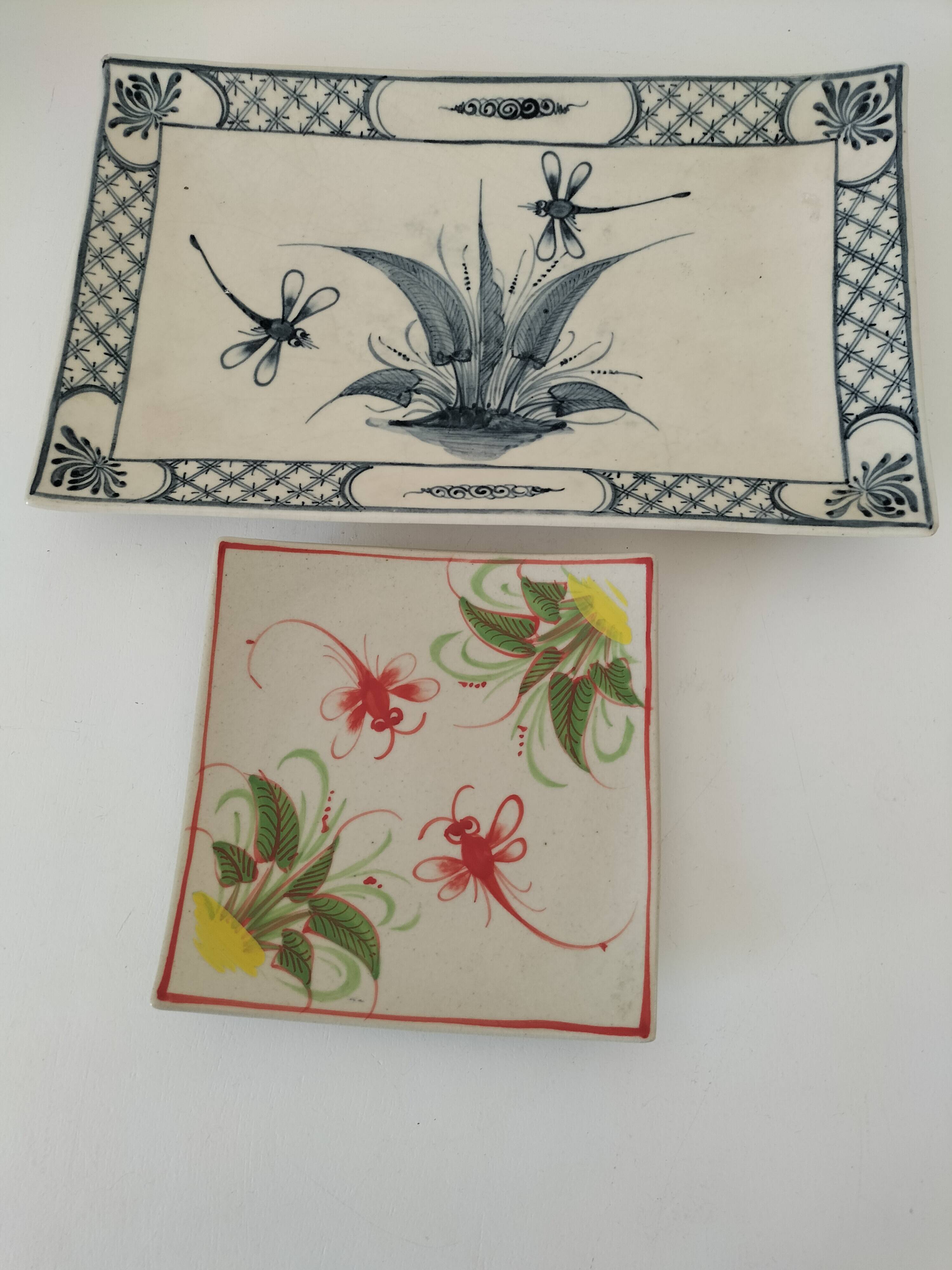 Set of vintage dragonfly bowls Bát Tràng Vietnam