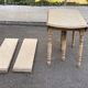 Renovated round extendable dining table with flaps, 6 extensions, 300cm.