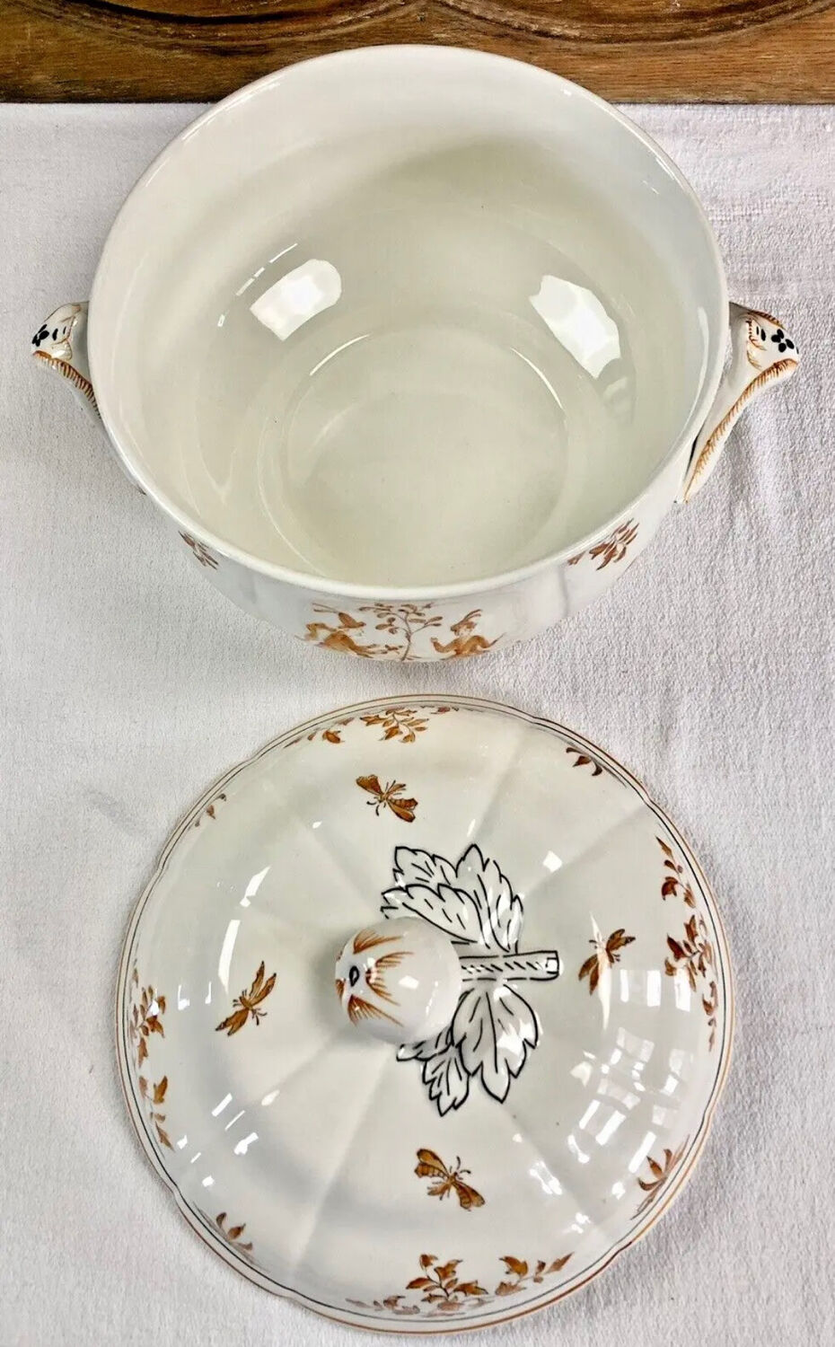 Ancienne soupière légumier Longchamp décor Moustiers  Olérys