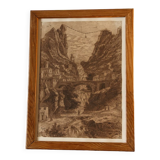Old drawing, moustiers sainte marie