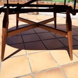 Vintage Scandinavian smorrebrod flip-up coffee table with system