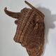 Vintage mid century wicker bull head sculpture