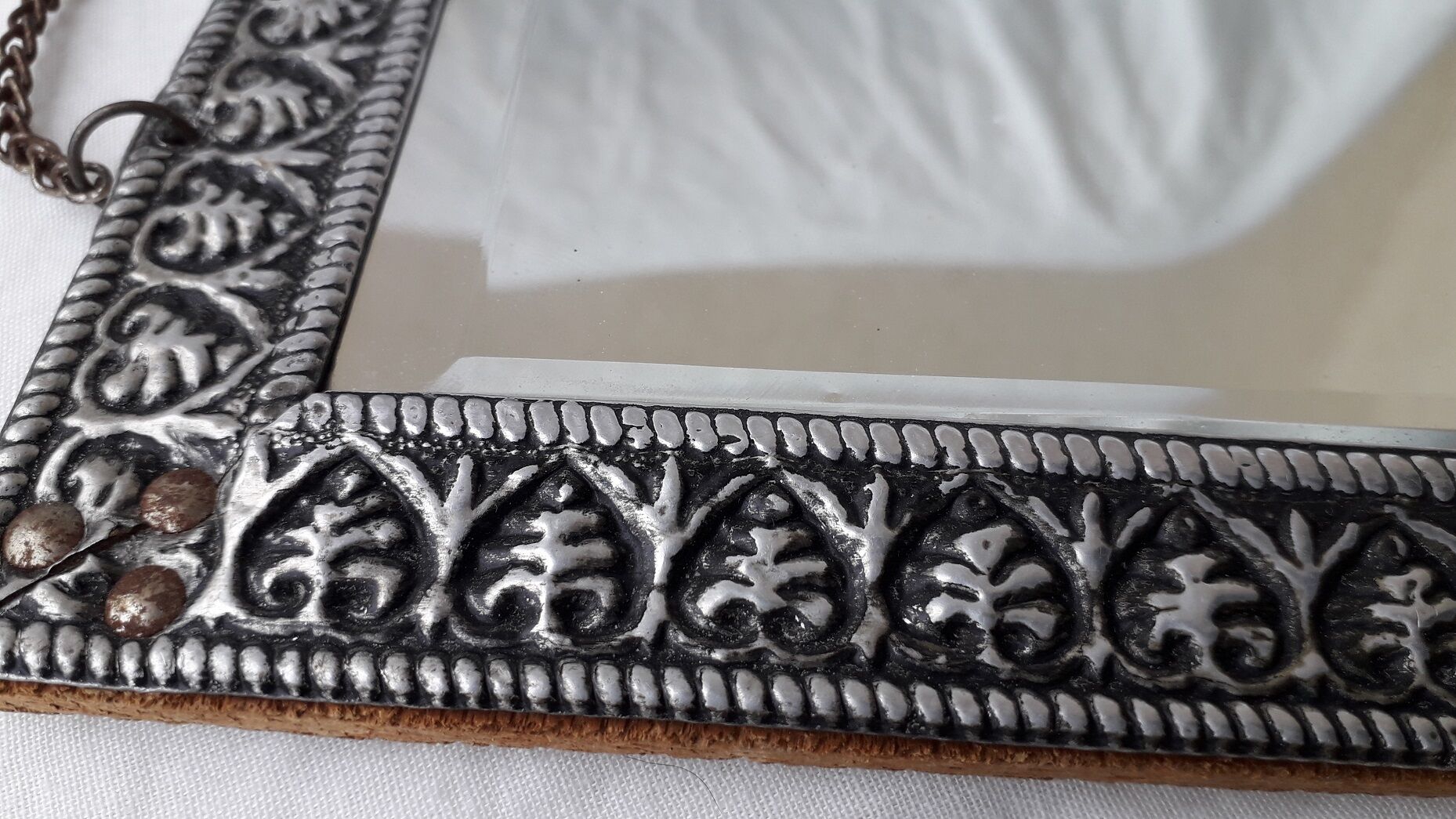 Square pewter mirror