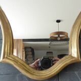 Louis XV style mirror guaranteed with water-gilded wood and gold leaf