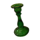 Green molded glass candle holder