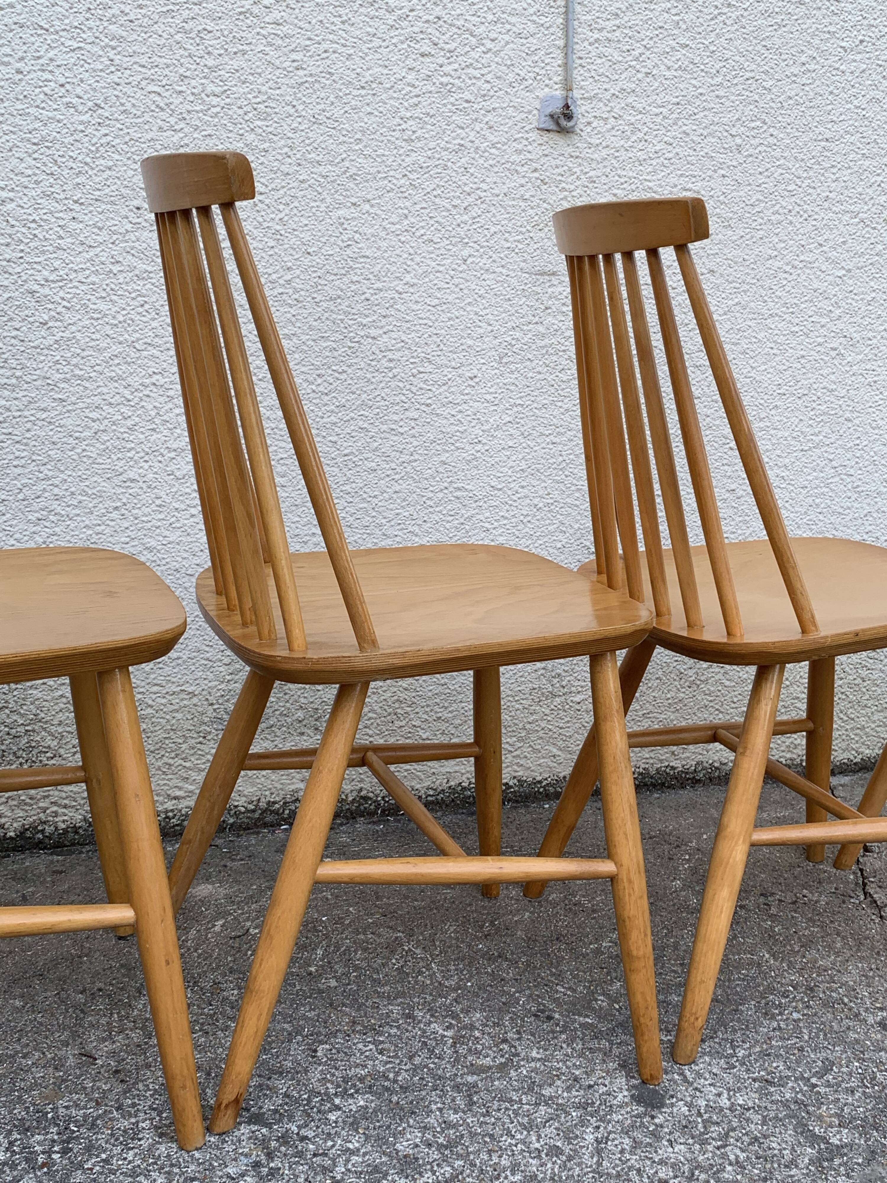 Chaises scandinaves Pinnstol ZPM Radomsko 1950