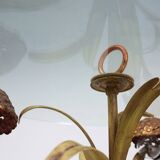 French Hollywood Regency Style Coffee Table with Lightning in Brass Flowers