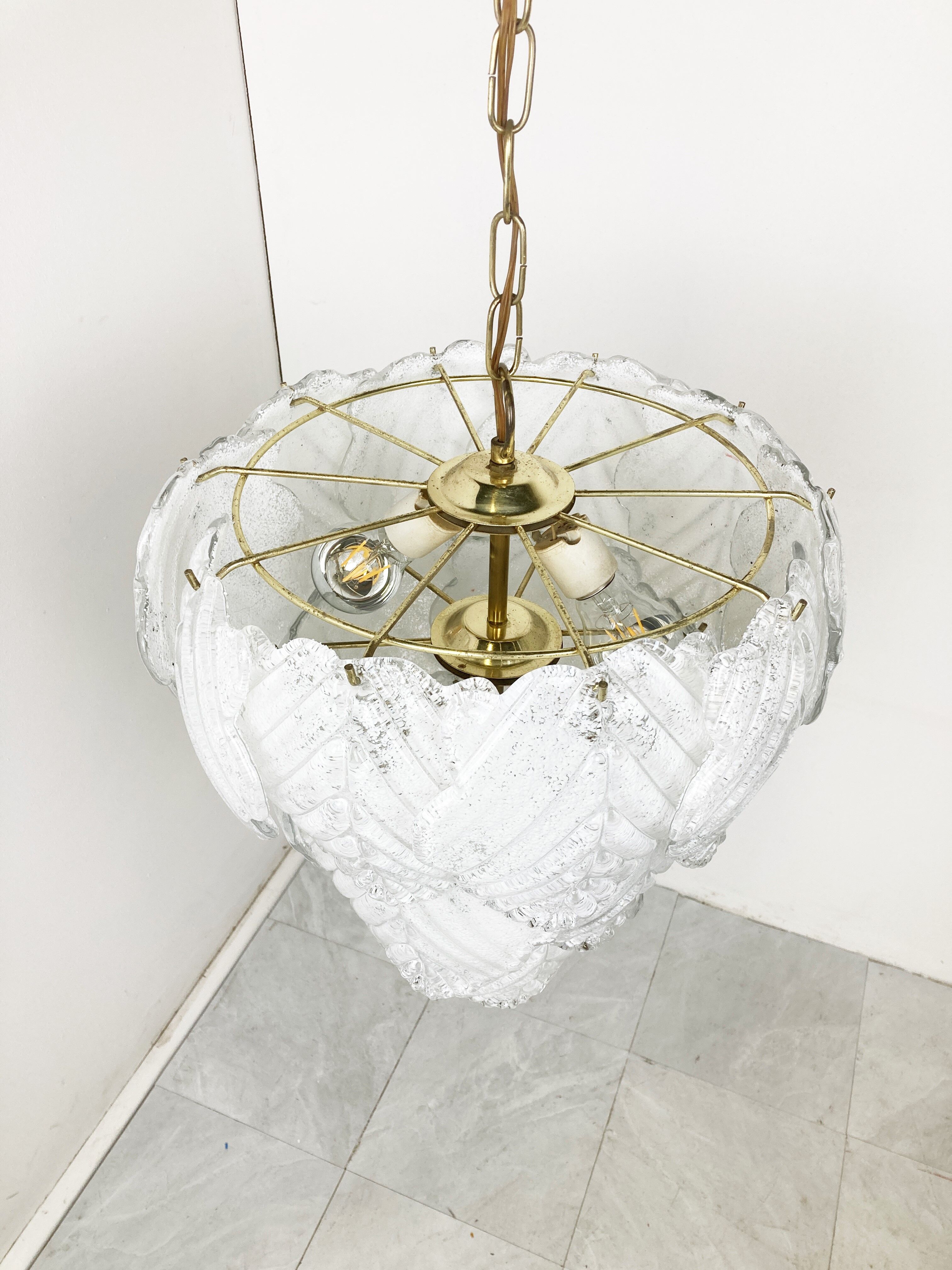 Vintage murano leaf chandelier, 1970s