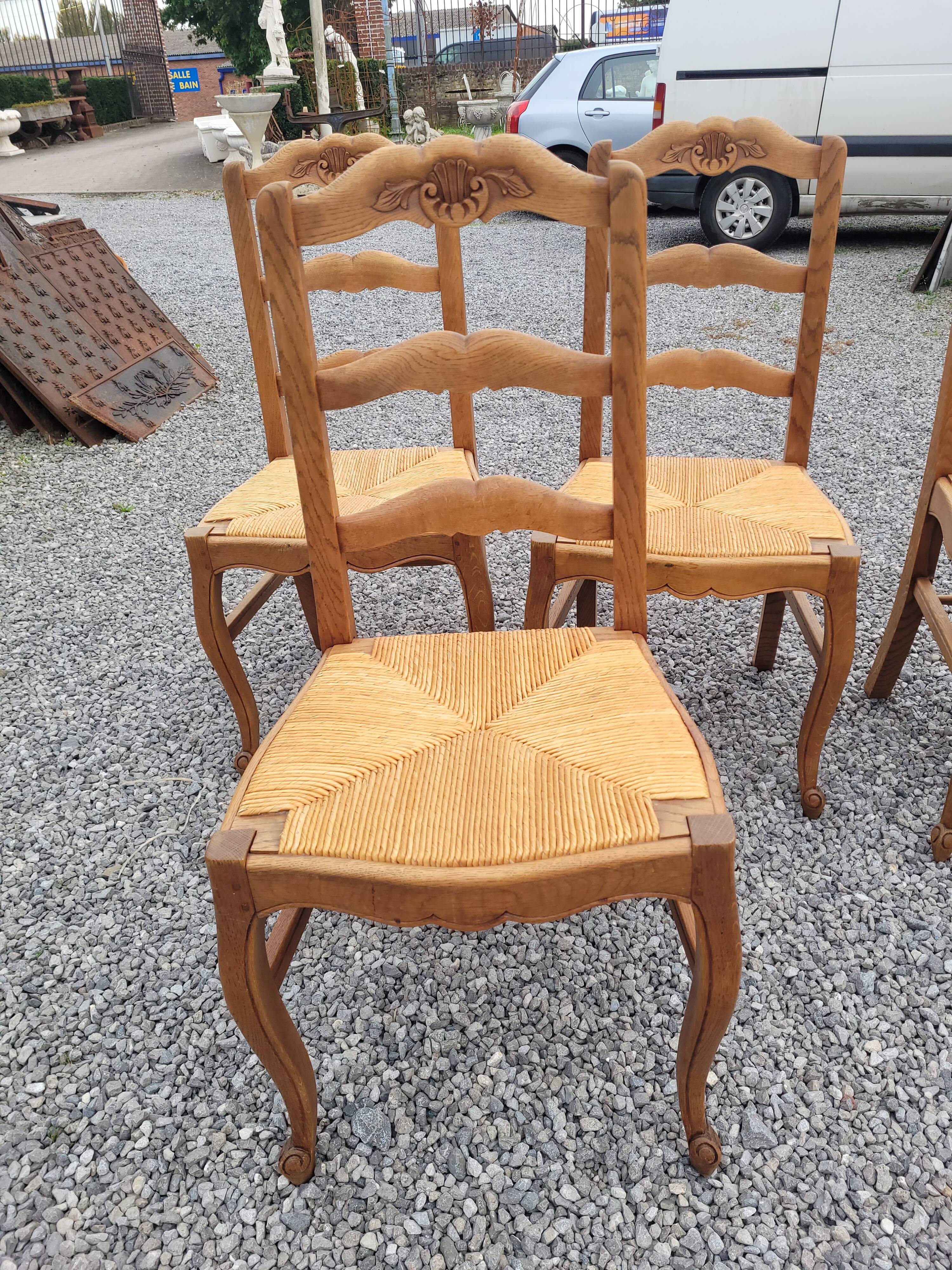 6 Louis XV style oak chairs
