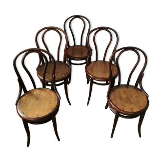Set of 5 chairs of Bistrot curved wood