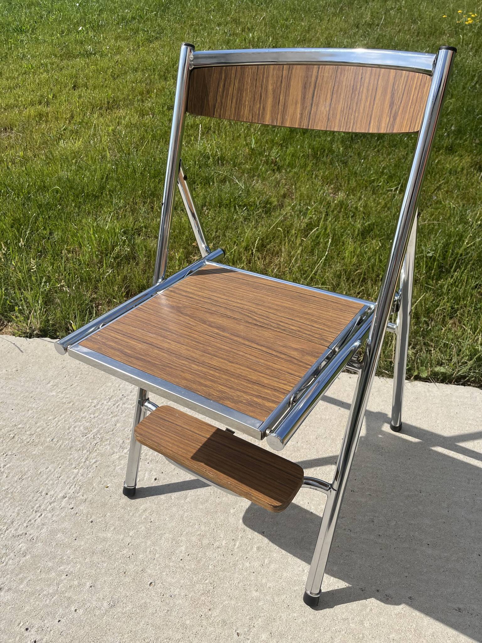 Chrome and formica stepladder chair from the 60s/70s
