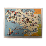 Old illustrated map of Brittany - JP Pinchon