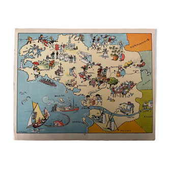 Old illustrated map of Brittany - JP Pinchon