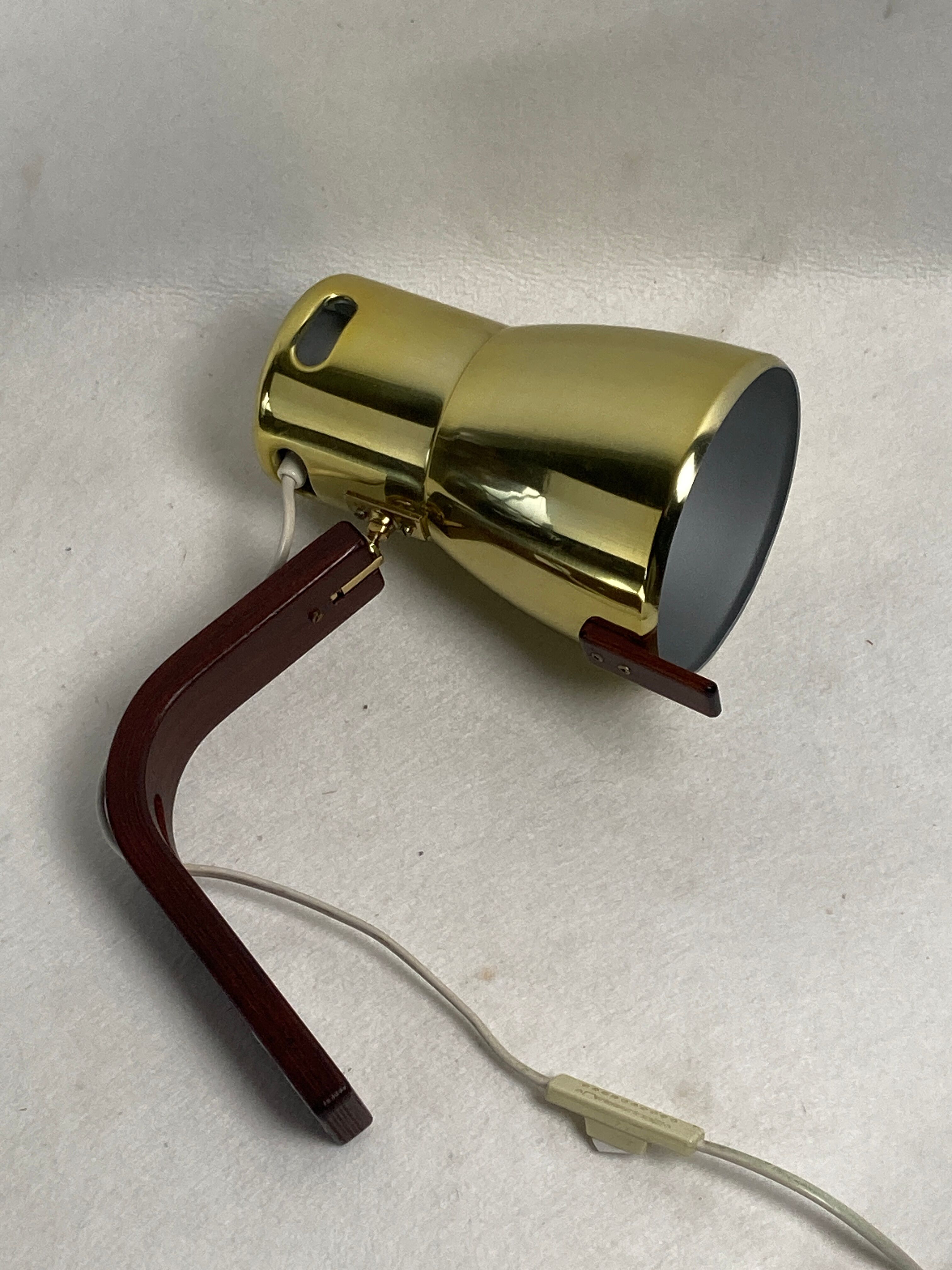 Teak brass wall sconce by hans agne jakobsson, sweden 1960s model v488