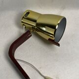 Teak brass wall sconce by hans agne jakobsson, sweden 1960s model v488