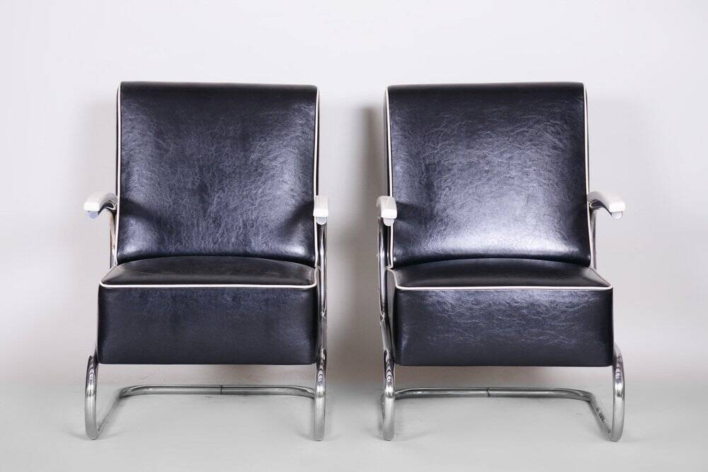 Set of Art Deco Armchairs attributed to Mücke Melder, 1930s