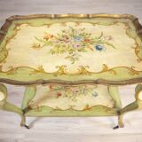 Late 19th Century Rococo Mahogany Tea Table with Floral Paintings, 1890s