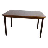 Vintage rectangular teak table with 130 cm dark legs and extension 1960 Sweden