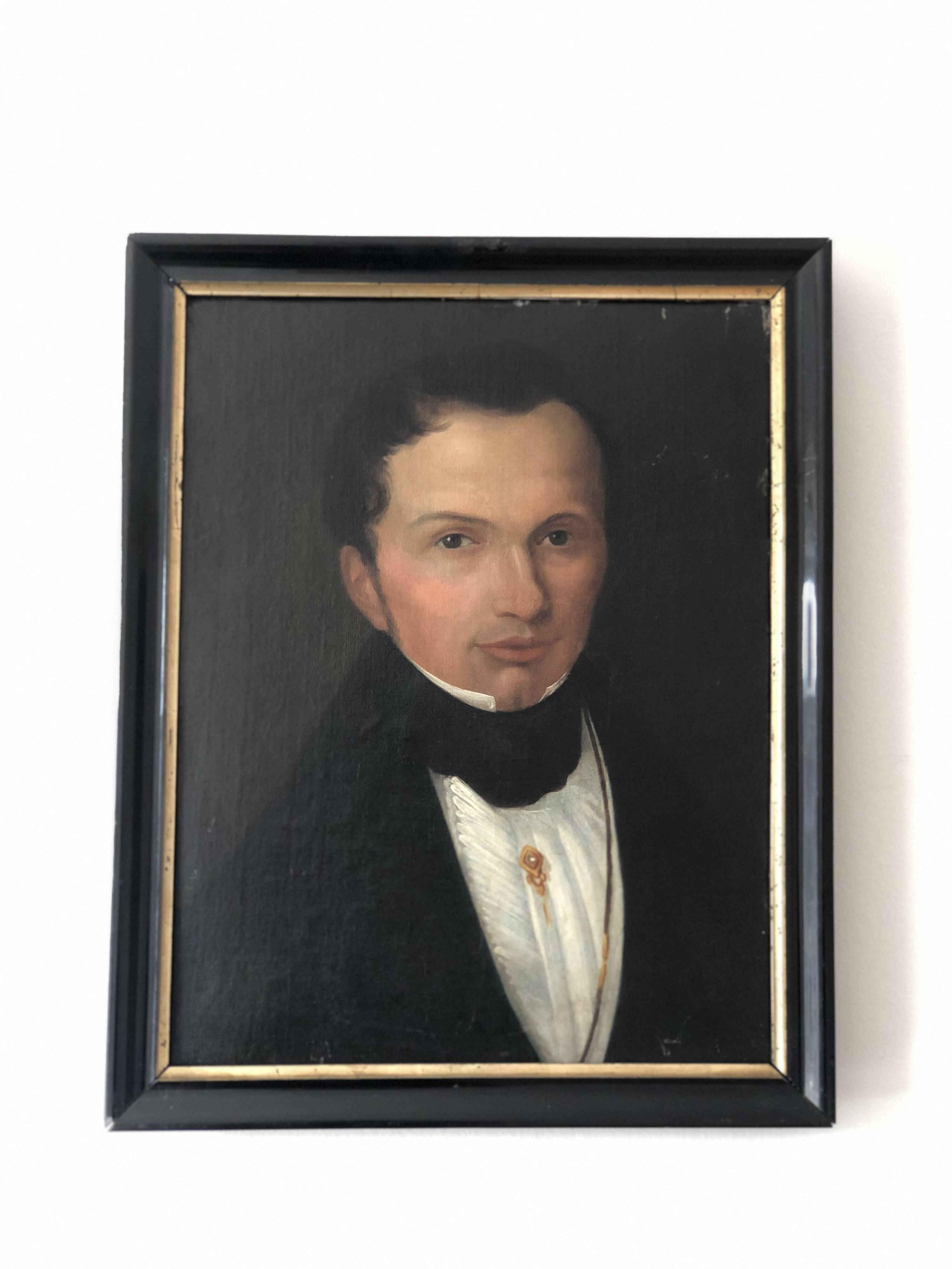 Antique Vintage 19th Century Oil Portrait Painting of a Dutch Gentleman