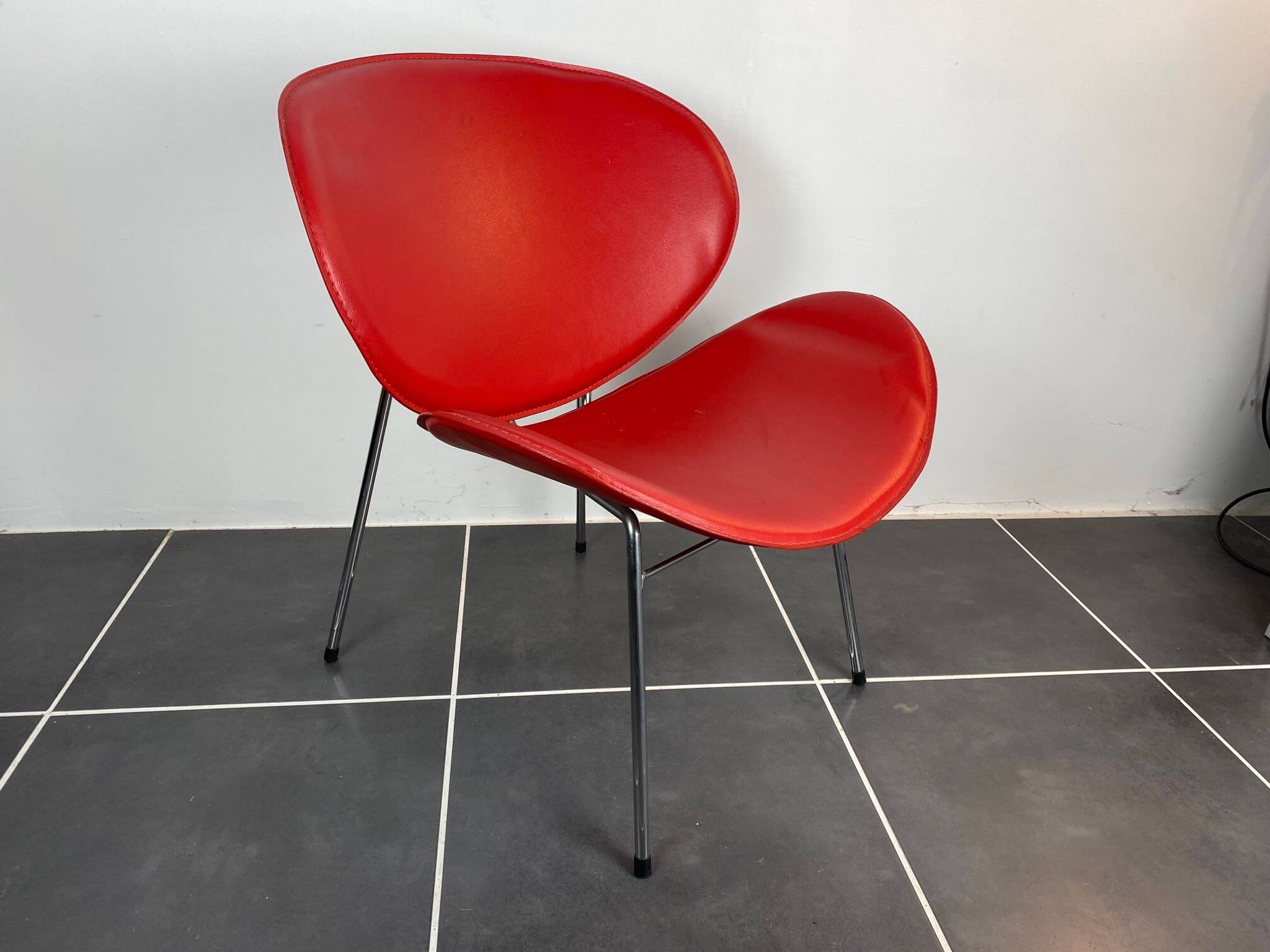Fauteuil lounge rouge style Pierre Paulin 1980