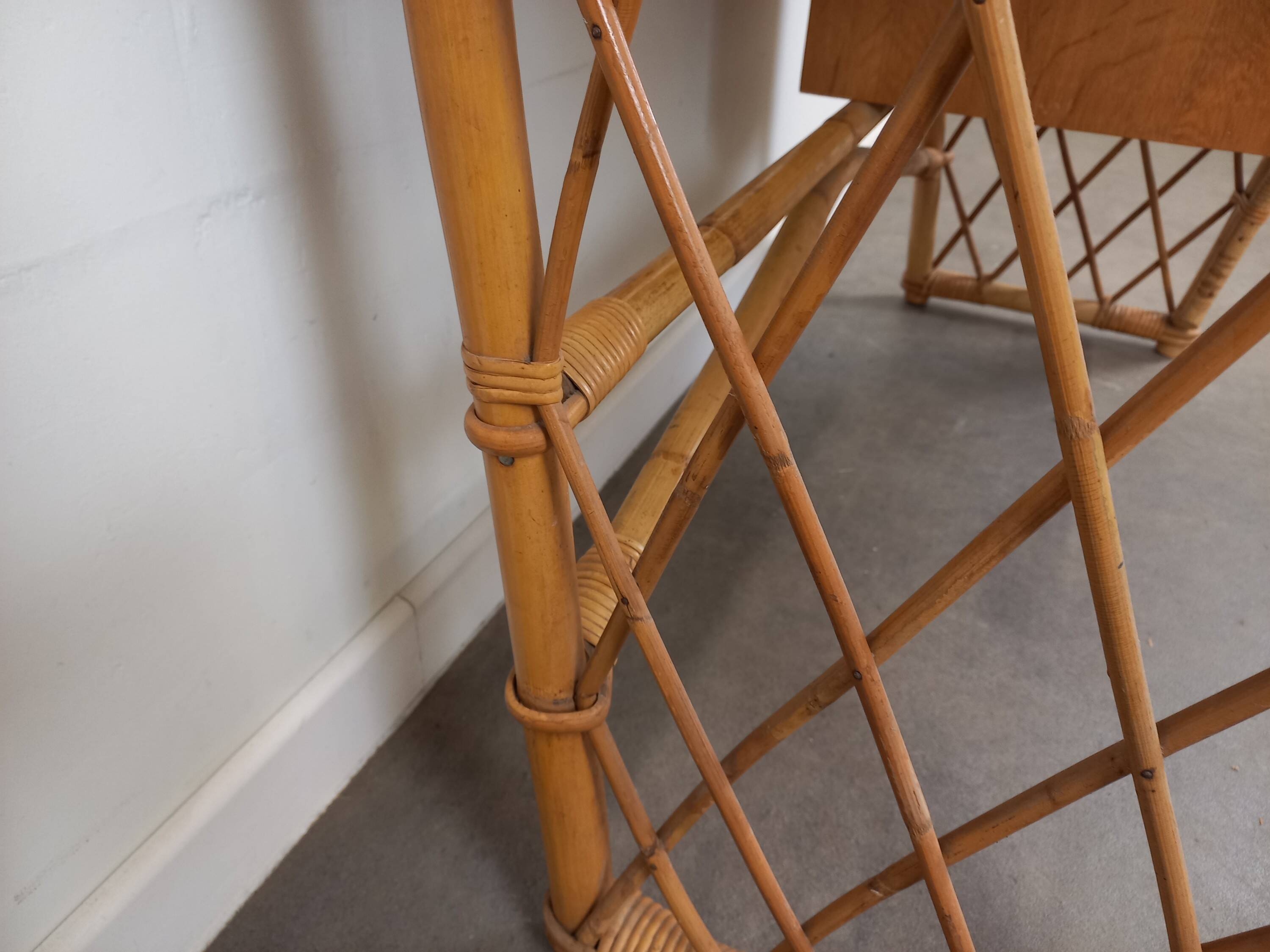 Desk and its rattan chair