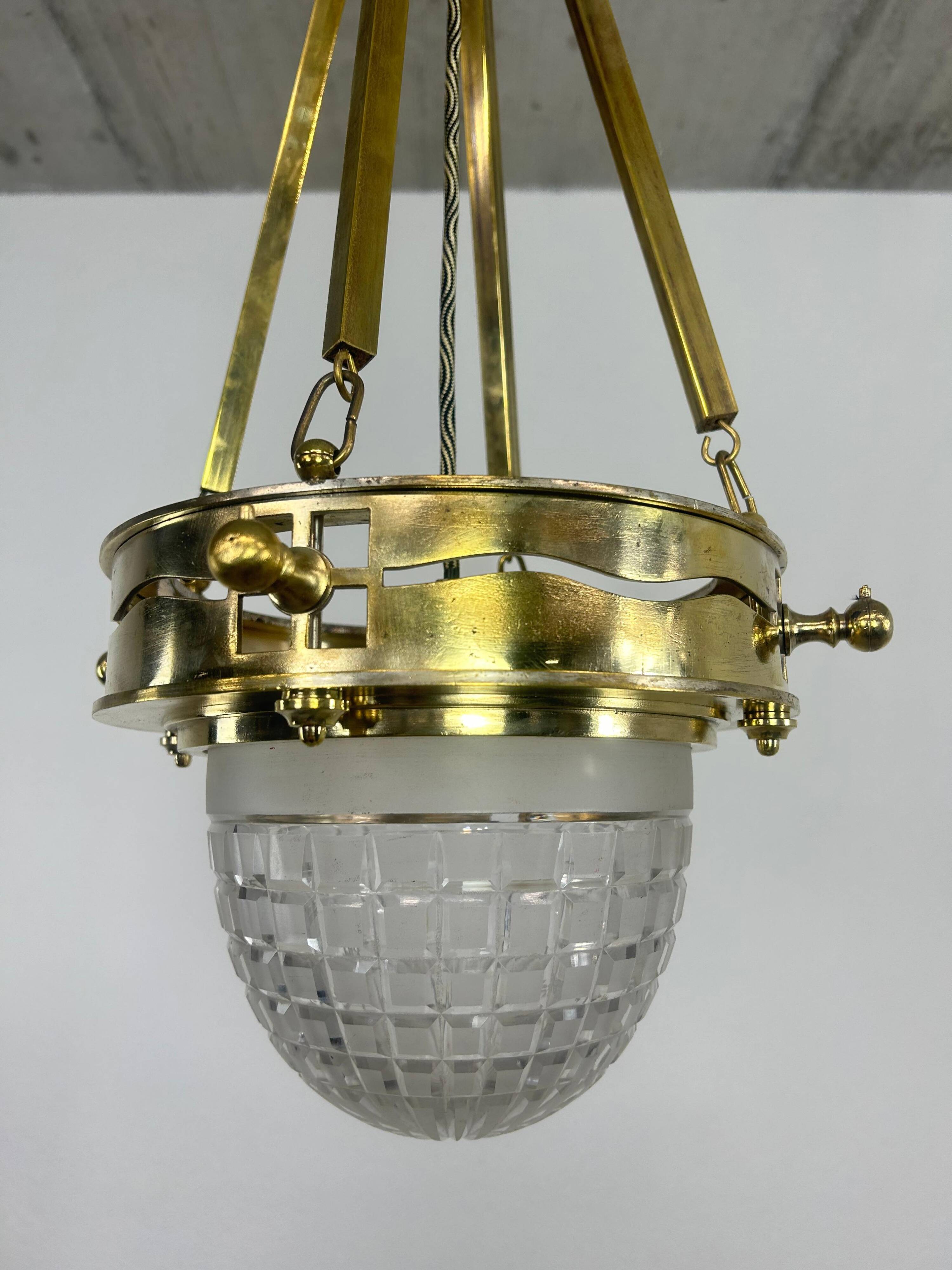 Viennese Secession Suspension in Brass attributed to Kolo Moser & Jutta Sika
