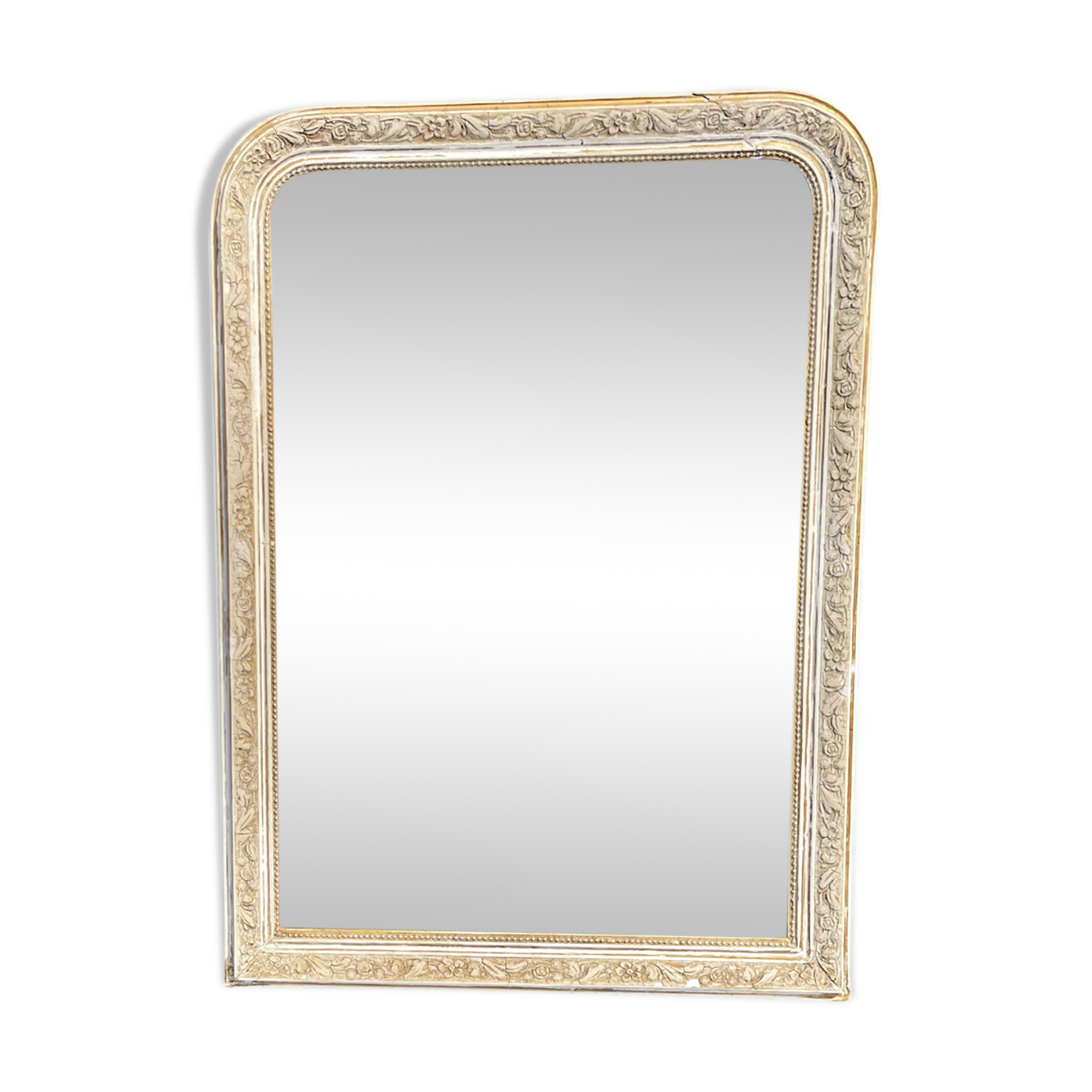 Antique mirror beveled glass Louis Philippe patinated 62x86cm