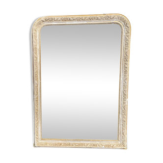 Miroir ancien verre biseauté Louis Philippe patiné 62x86cm