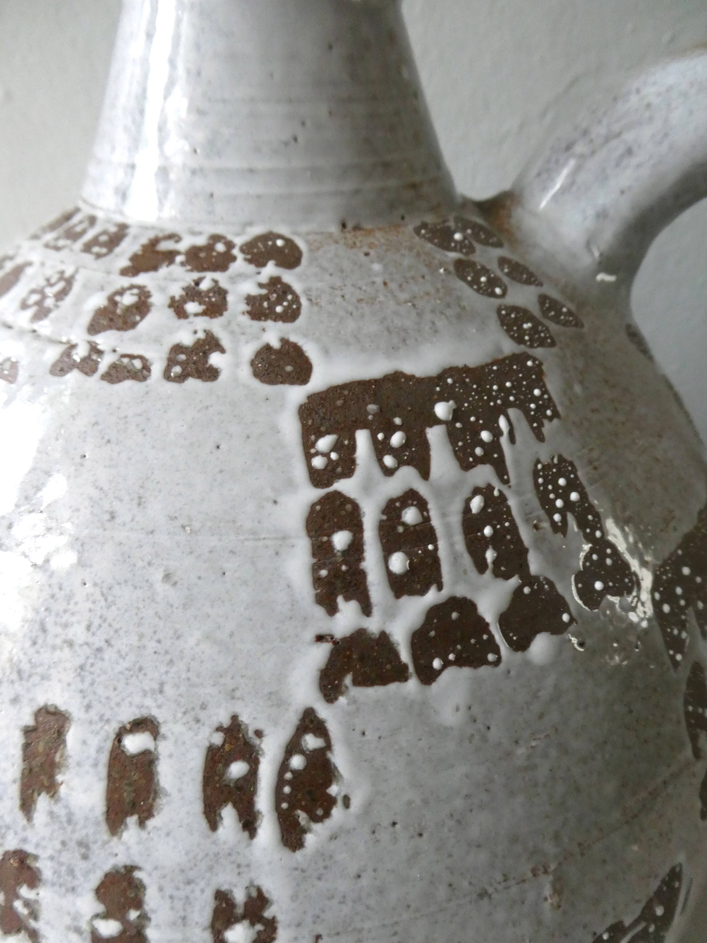 Enamelled sandstone vase by Joel Baudouin 1960s