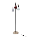 Stilnovo Mid Century Modern Italian Brass And Colored Glass Floor Lamp, 50