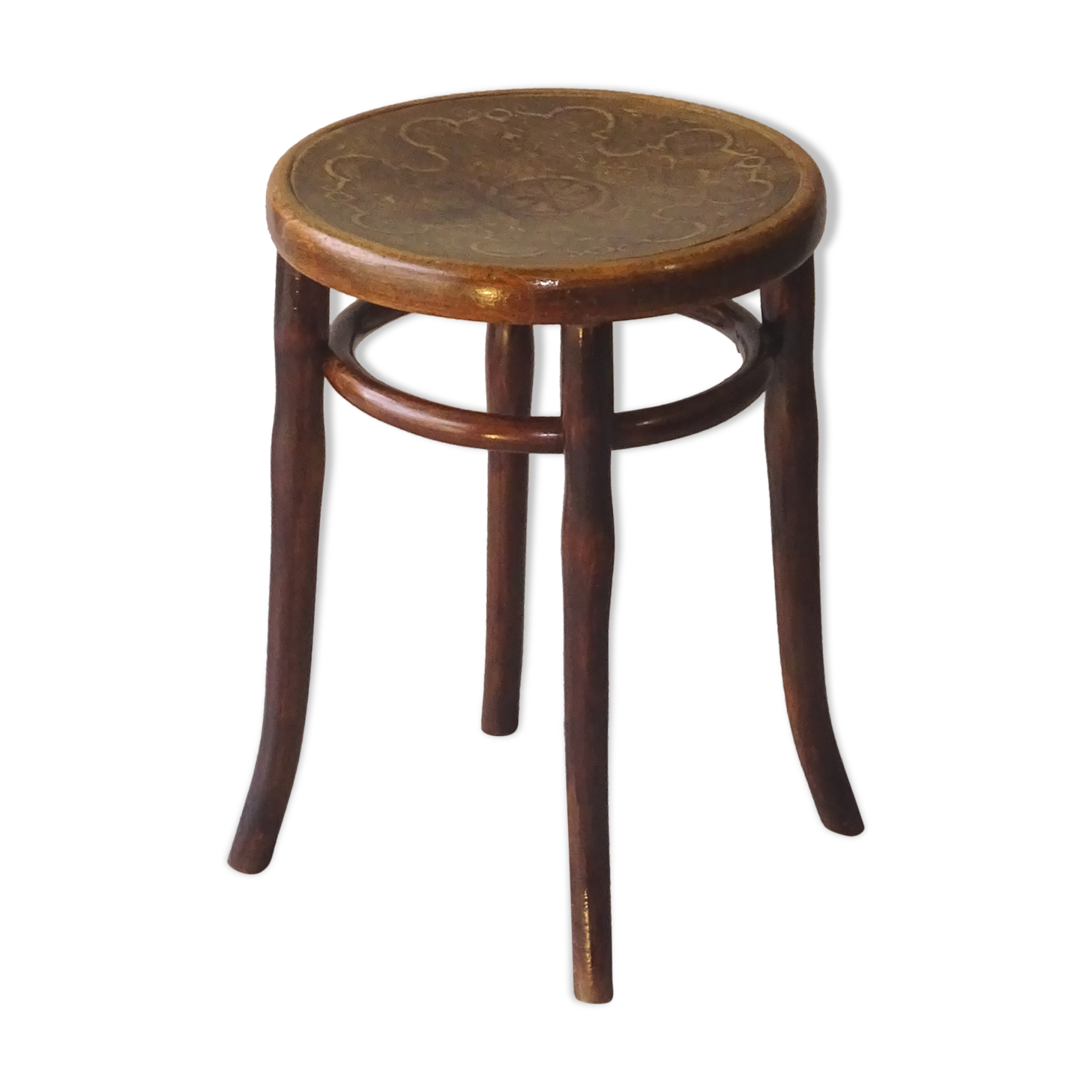 Thonet sit wooden bistro stool, Thonet motif, circa 1910
