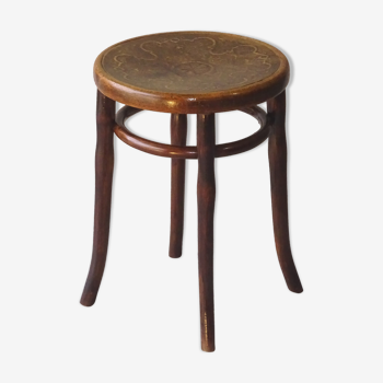 Thonet sit wooden bistro stool, Thonet motif, circa 1910