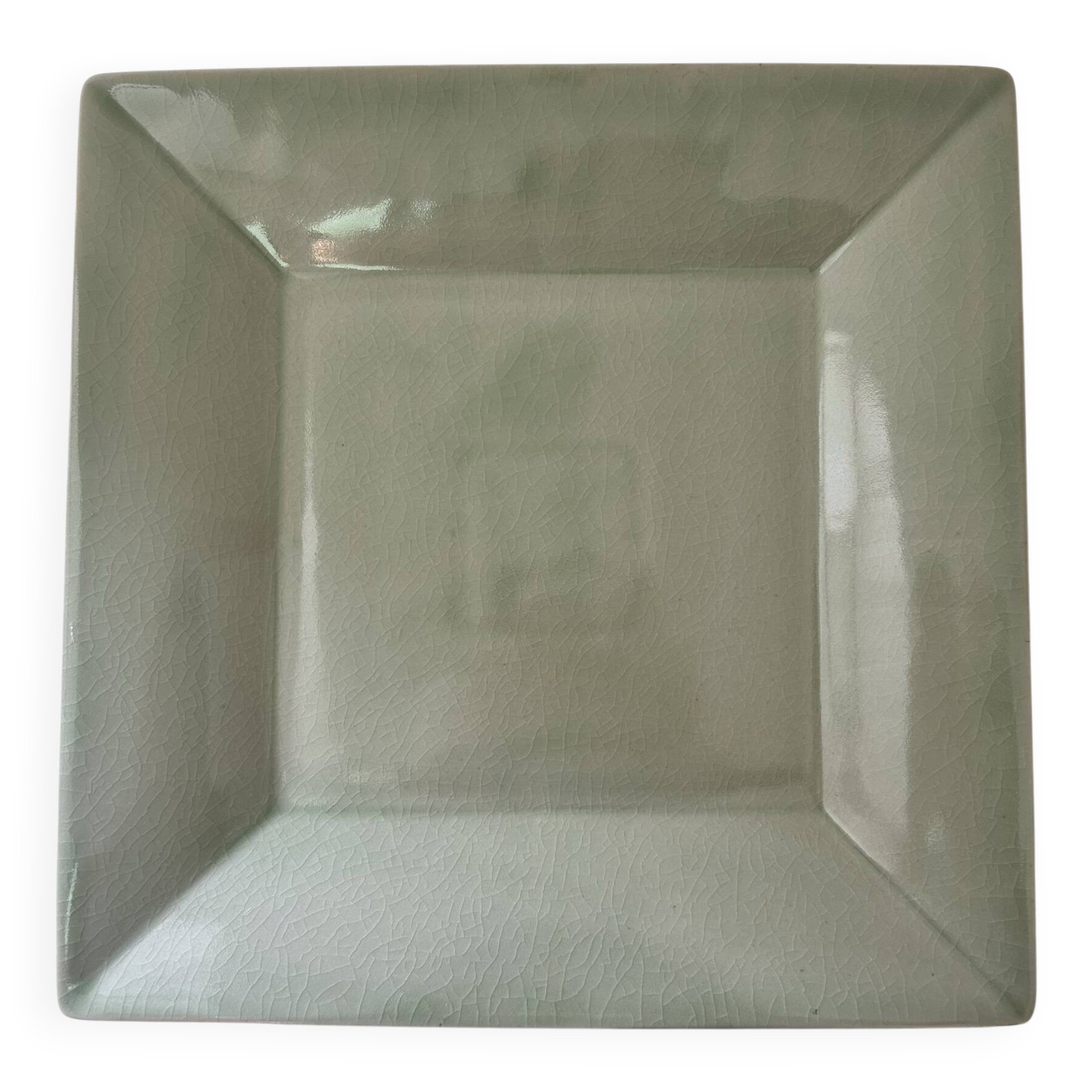 Large celadon square plate