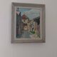 Huile sur panneau des années 50,ruelle pittoresque