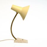 Swan neck lamp, desk lamp, SIS, vintage, brass, beige, 60s