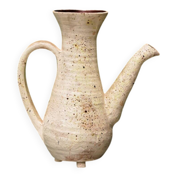Vessel, jug, signed, 1950s, red terracotta, cream slip.