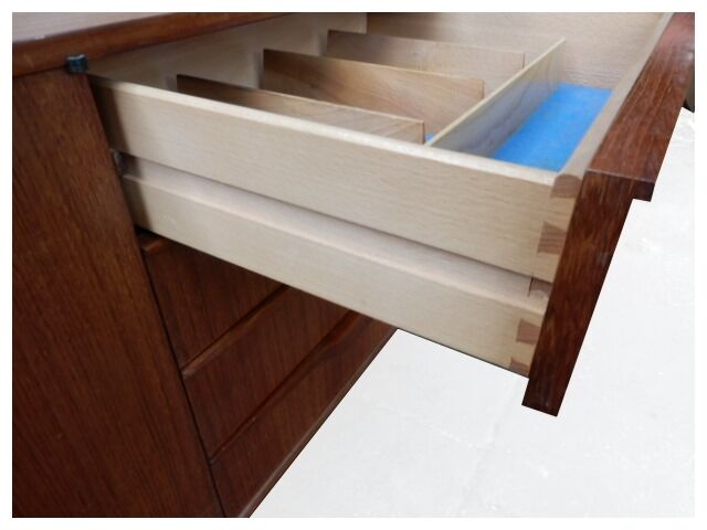 Enfilade vintage scandinave de 2,50 m en teck années 1960