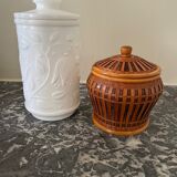 Pot with braided bamboo lid
